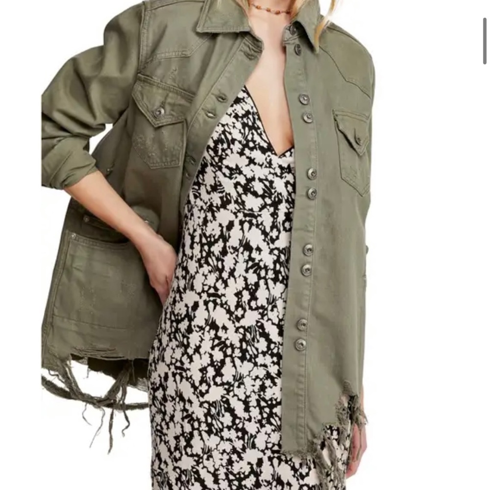 Free People Moonchild Shirt Jacket Olive